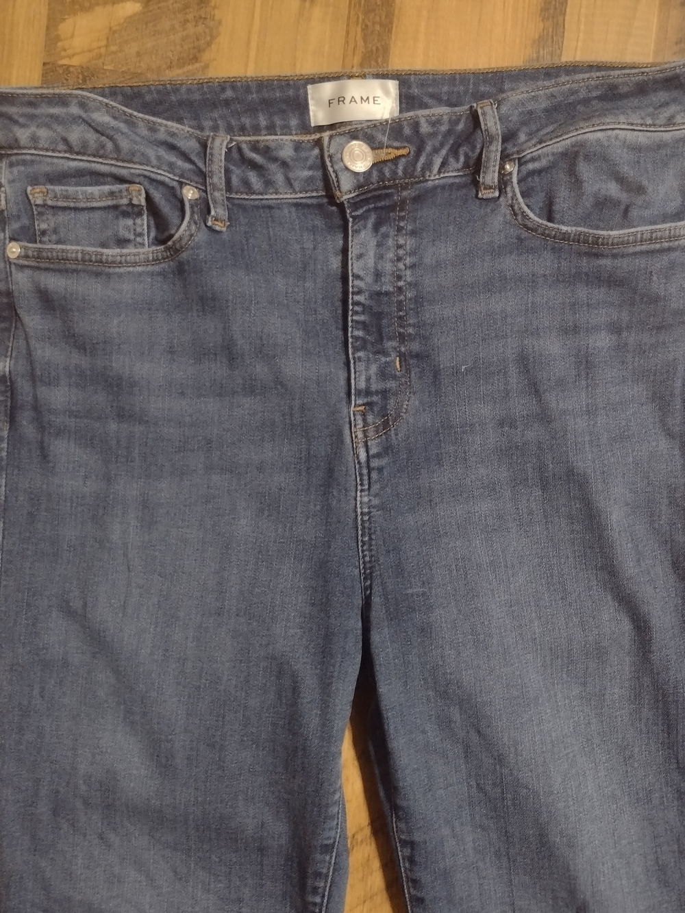 Frame Aspire Raw Hem Women's Dark Blue Stretch Bootcut Jeans Size 31 - Picture 12 of 13